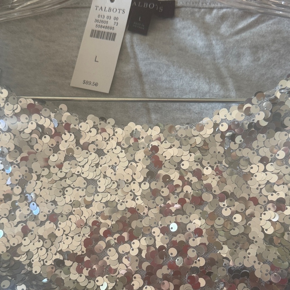 Talbots Silver Sequin Top - Picture 10 of 12